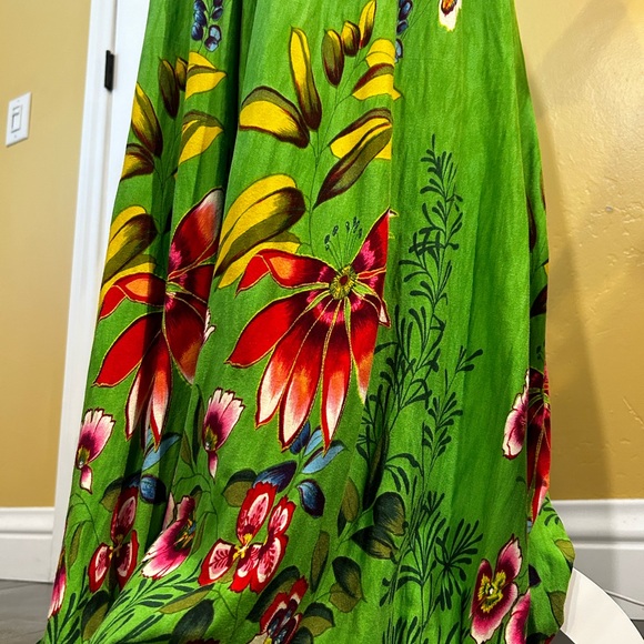 Derhy Green Embroidered Maxi Dress VERY Unique - Picture 6 of 6